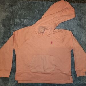 Polo Ralph Lauren Kids Hoodie Youth Medium 8-10 Peach Pink Pony Pullover